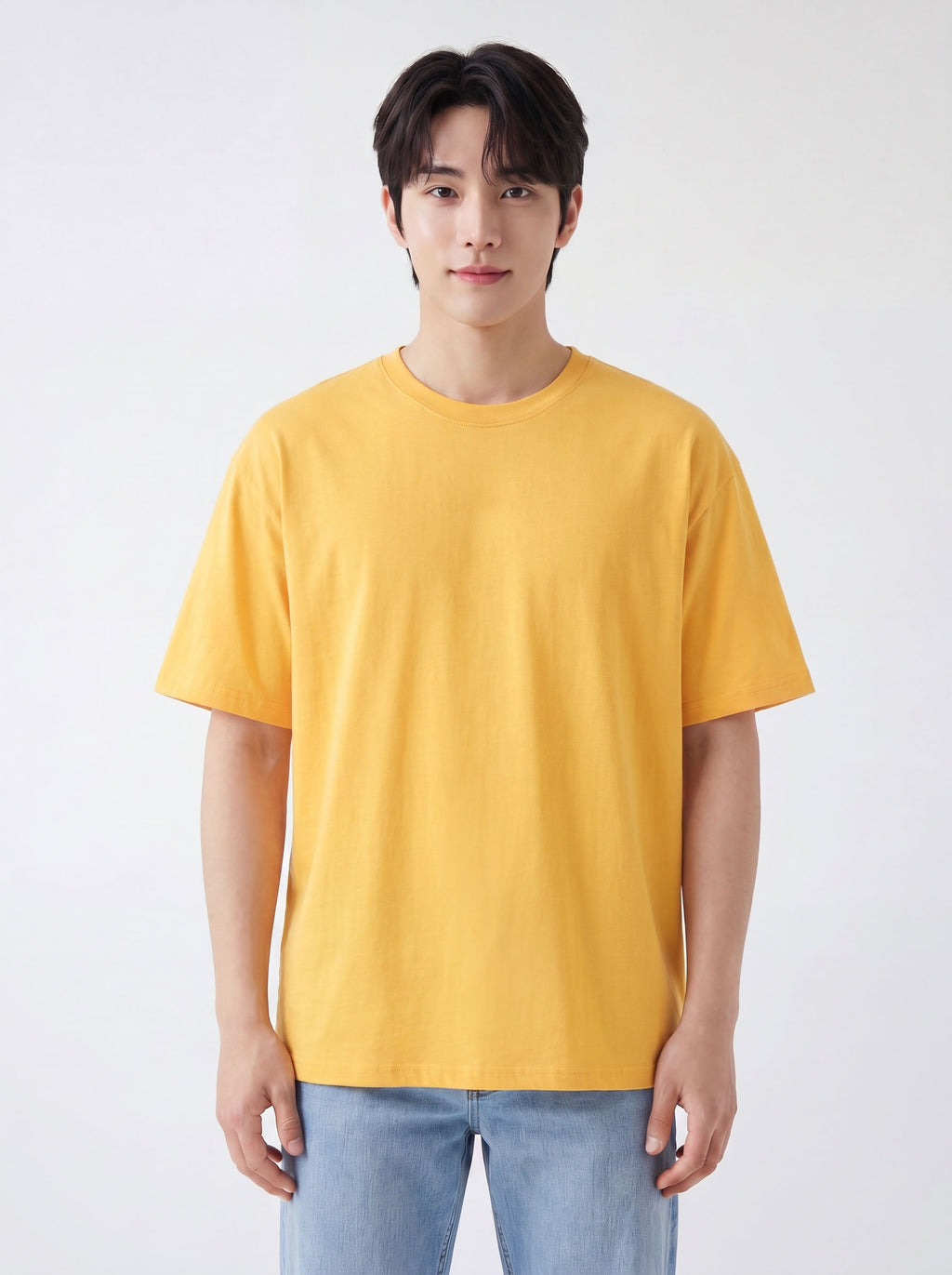 メンズ プレミアムコットン100% クルーネック ベーシックTシャツ
