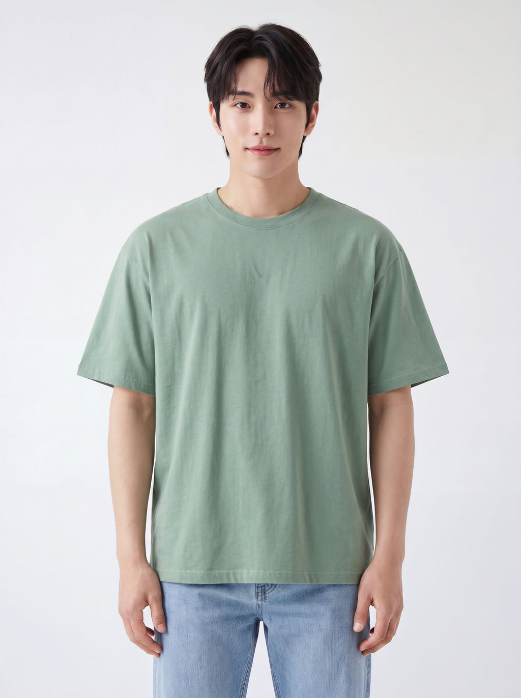 メンズ プレミアムコットン100% クルーネック ベーシックTシャツ